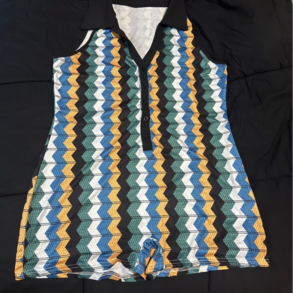 Chevron Patterned Sleeveless Romper